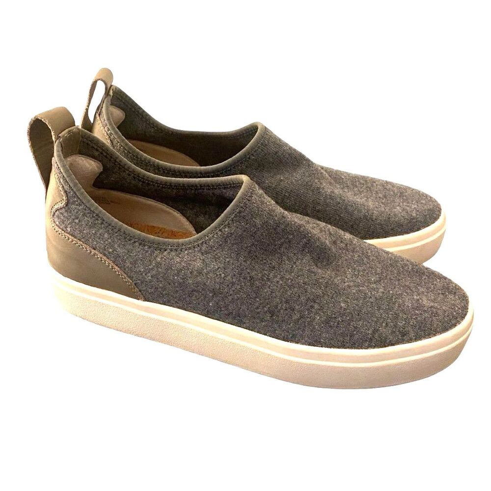 Lucky Brand Tuave Wool Leather Stretch Slip On Sneakers 10 Olive Green Comfort